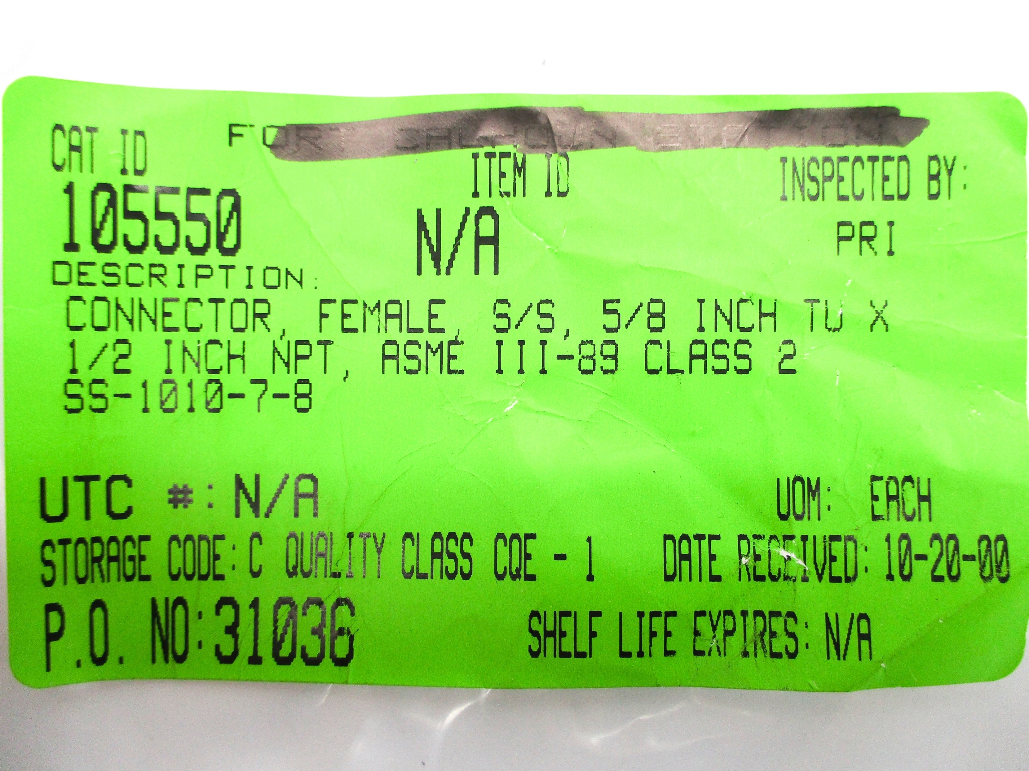 SWAGELOK SS-1010-7-8 NSNP