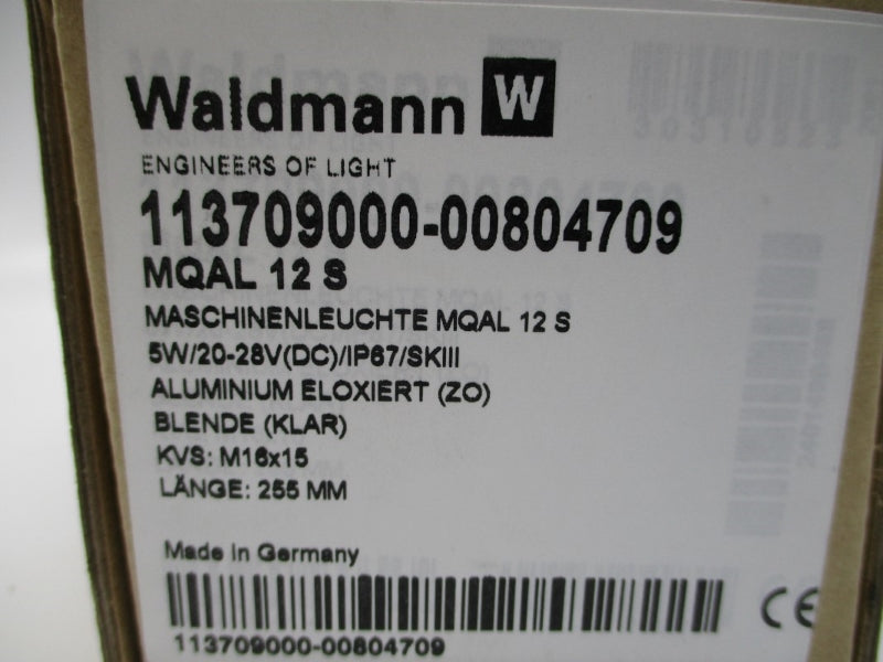 WALDMANN 113709000-00804709 MQAL12S 20-28VDC NSMP