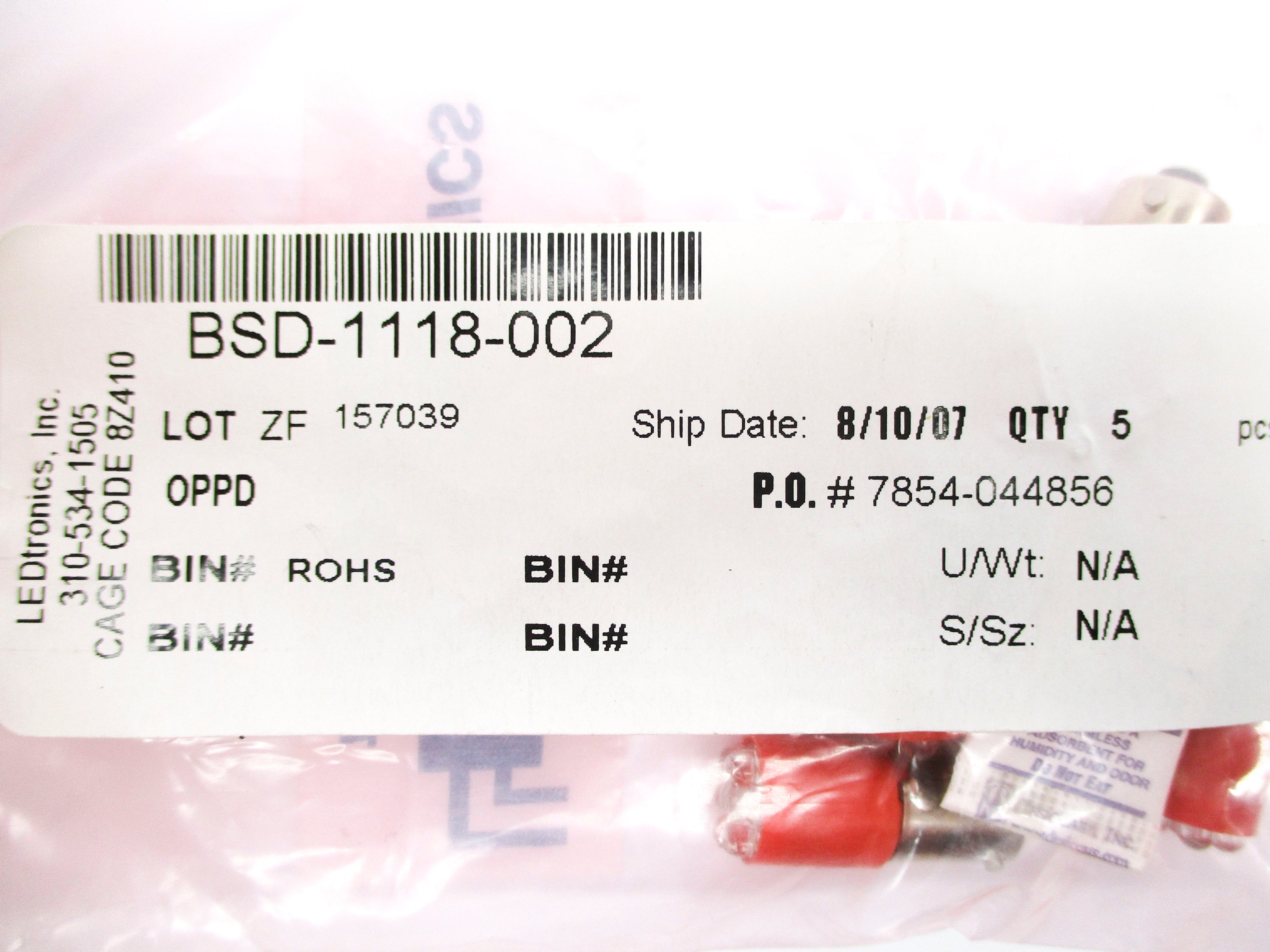 LEDTRONICS BSD-1118-002 (PKG OF 5) NSMP