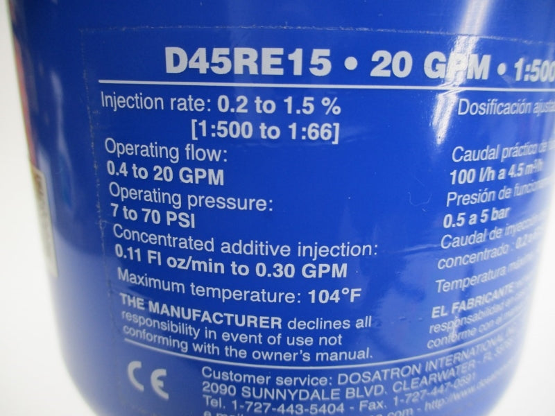 DOSATRON D45RE15 7-70PSI NSNP