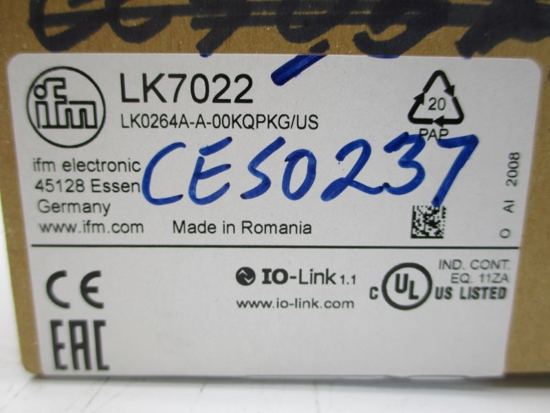 IFM EFECTOR LK0264A-A-00KQPKG/US LK7022 18-30VDC NSMP