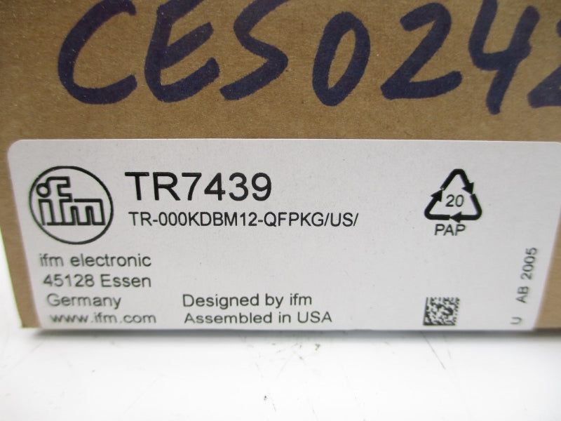 IFM EFECTOR TR-000KDBM12-QFPKG/US/ TR7439 18-32VDC NSMP