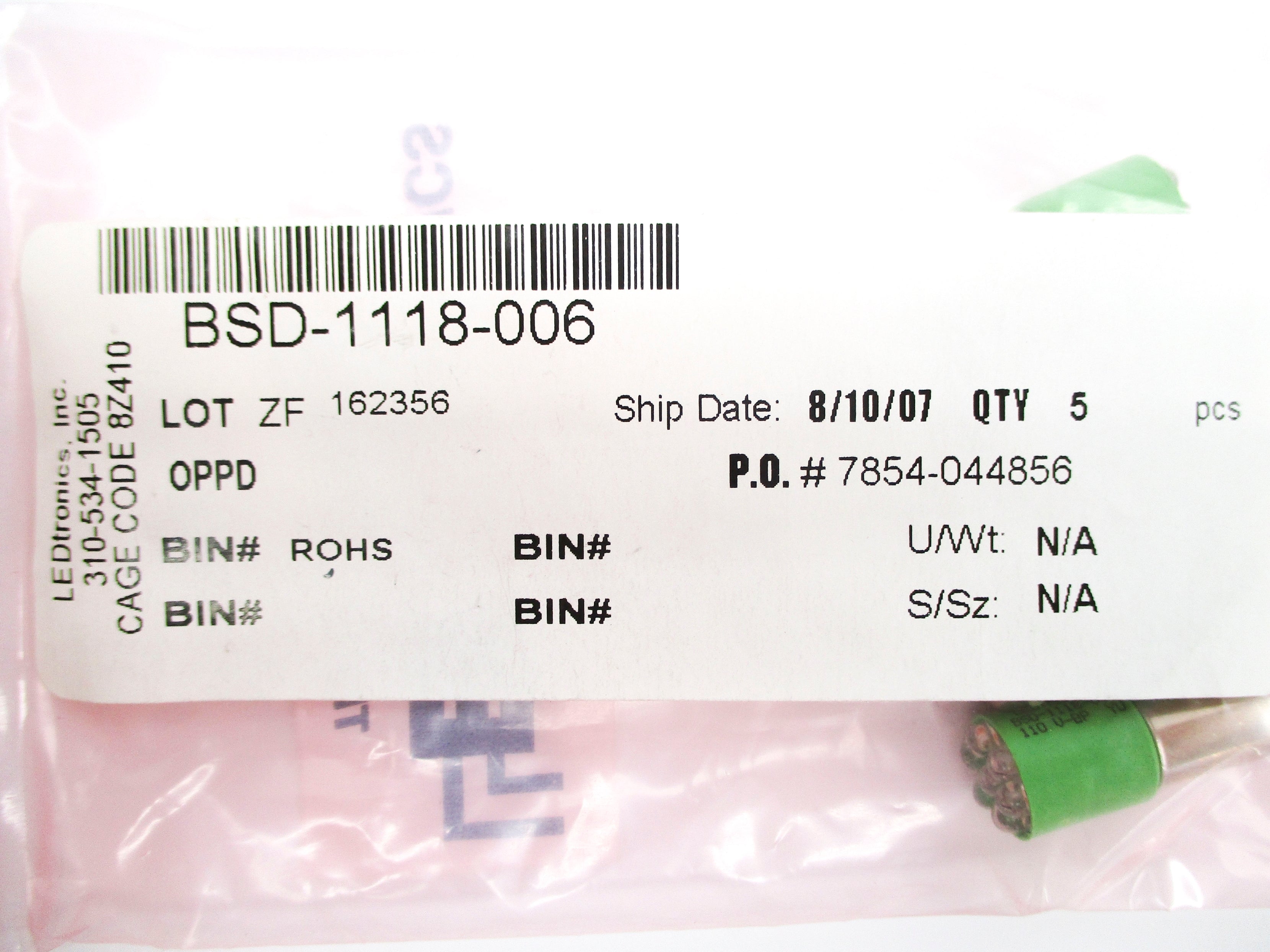LEDTRONICS BSD-1118-006 (PKG OF 5) NSMP