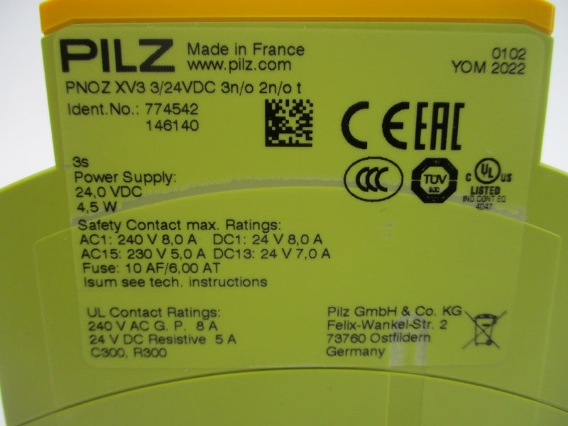 PILZ PNOZXV33/24VDC3N/O2N/OT 774542 24VDC 8.0A NSNP