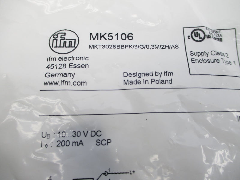 IFM EFECTOR MKT3028BBPKG/G/0,3M/ZH/AS MK5106 10-30VDC NSMP