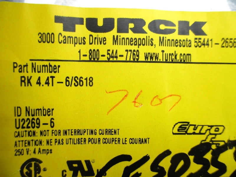 TURCK RK4.4T-6/S618 U2269-6 250V 4A NSMP