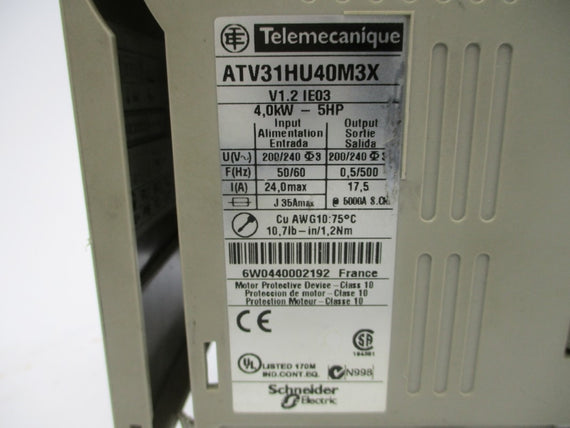 TELEMECANIQUE ATV31HU40M3X 200/240V 24.0A UNMP