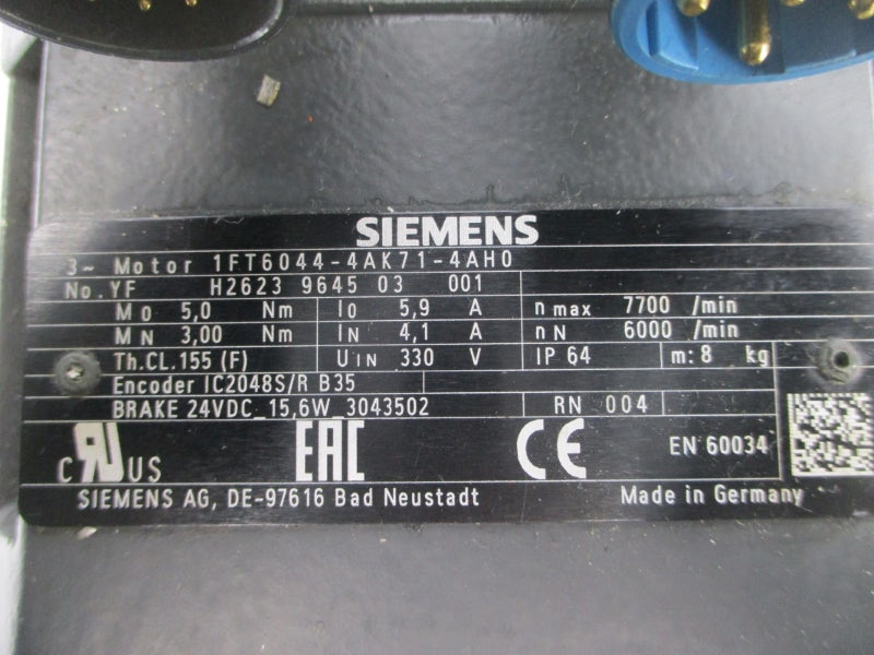 SIEMENS 1FT6044-4AK71-4AH0 330V 5.9A UNMP