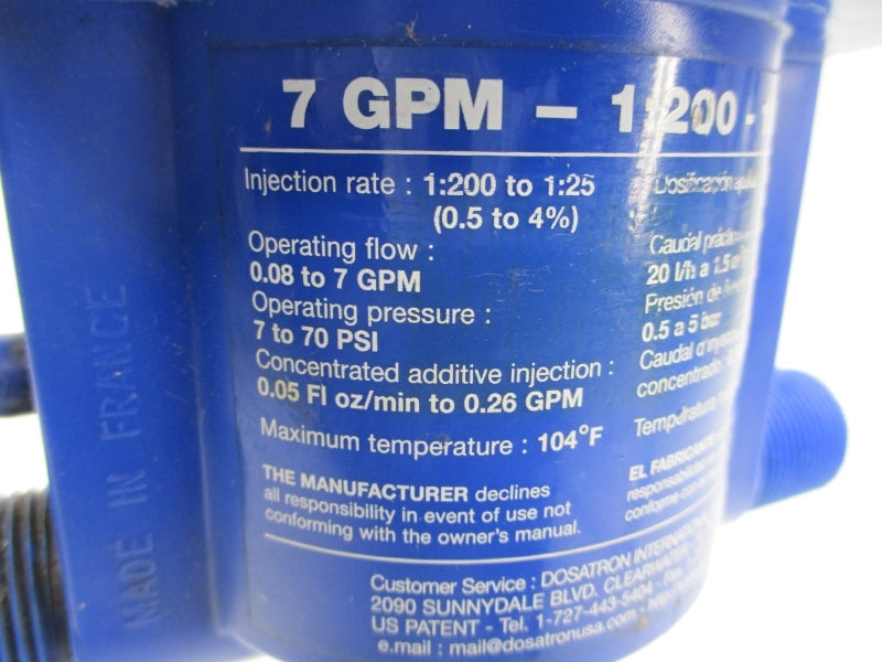 DOSATRON 7GPM 7-70PSI 104'F UNMP