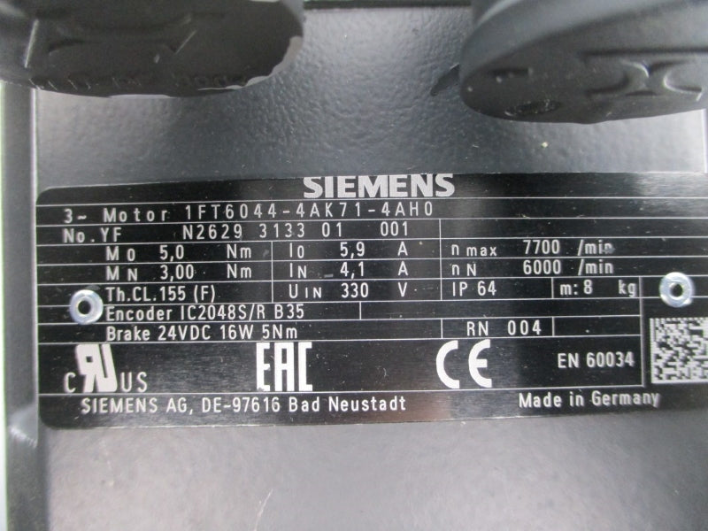 SIEMENS 1FT6044-4AK71-4AH0 330V 4.1/5.9A NSNP
