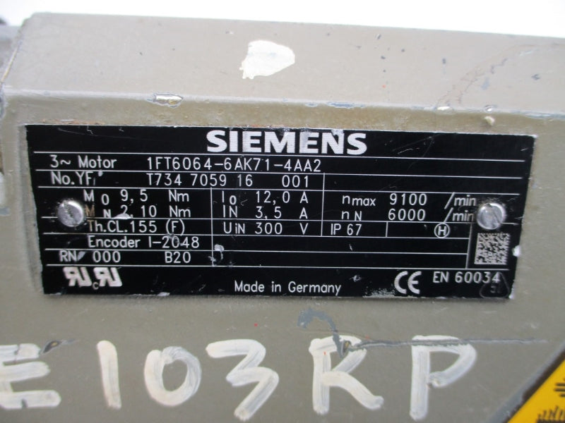 SIEMENS 1FT6064-6AK71-4AA2 300V 3.5/12.0A UNMP