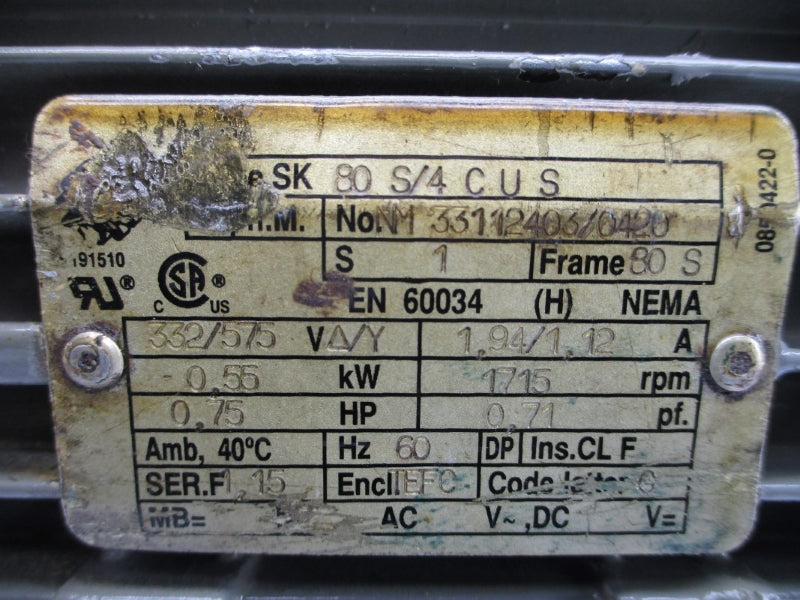 NORD SK80S/4CUS 332/575V 1.94/1.12A UNMP