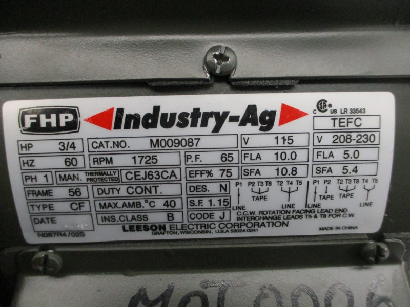 LEESON ELECTRIC M009087 208-230V 10.0A NSNP