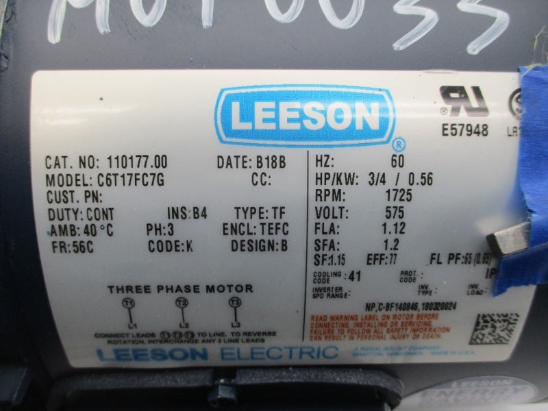 LEESON ELECTRIC 110177.00 575V 1.12A NSNP