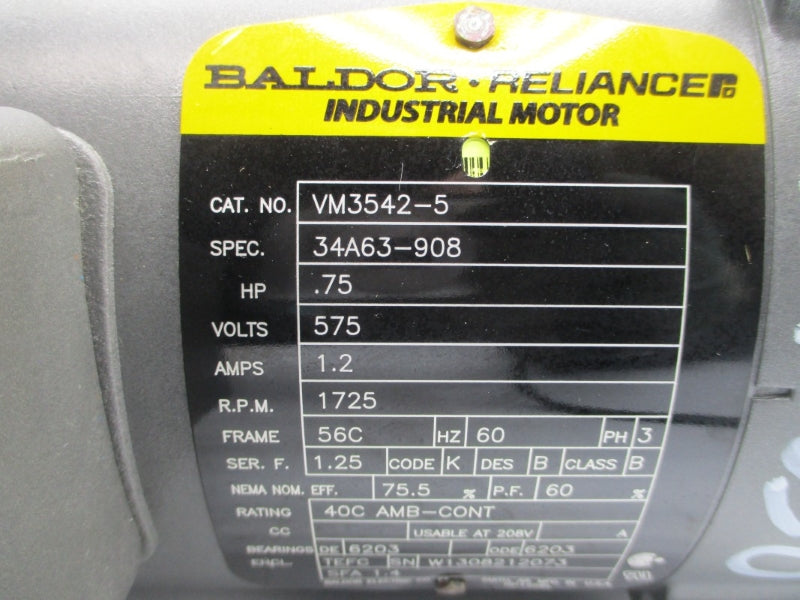 BALDOR VM3542-5 575V 1.2A NSNP