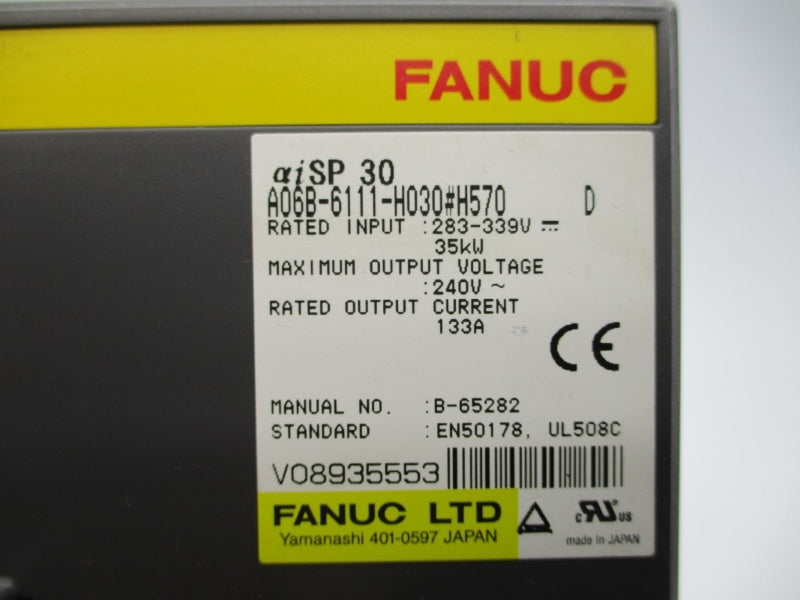 FANUC A06B-6111-H030#H570 283-339V 133A UNMP