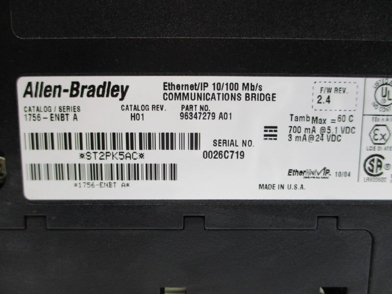ALLEN BRADLEY 1756-ENBT SER. A F/W 2.4 24VDC UNMP