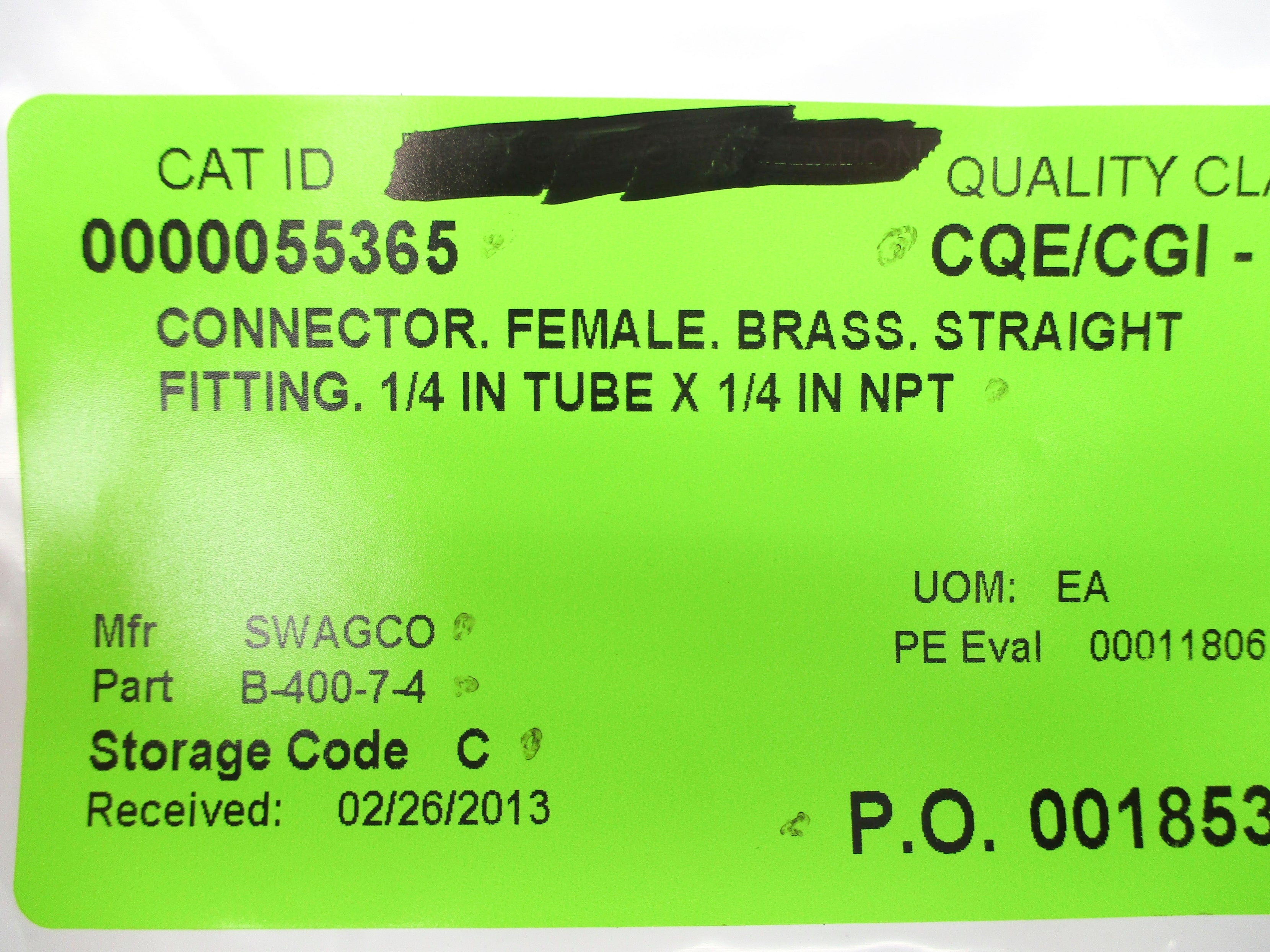 SWAGELOK B-400-7-4 NSNP