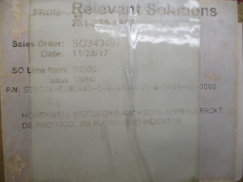 HONEYWELL STD720-E1HC6AS-1-A-ADA-11S-A-10A0-00-0000 11-42VDC 4500PSI -40-+125'C NSMP