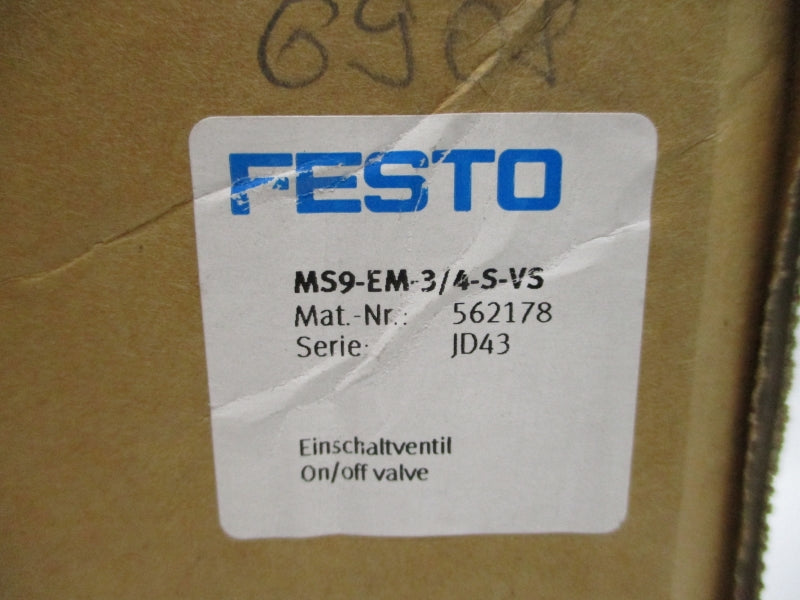 FESTO MS9-EM-3/4-S-VS 562178 300PSI 140'F NSMP
