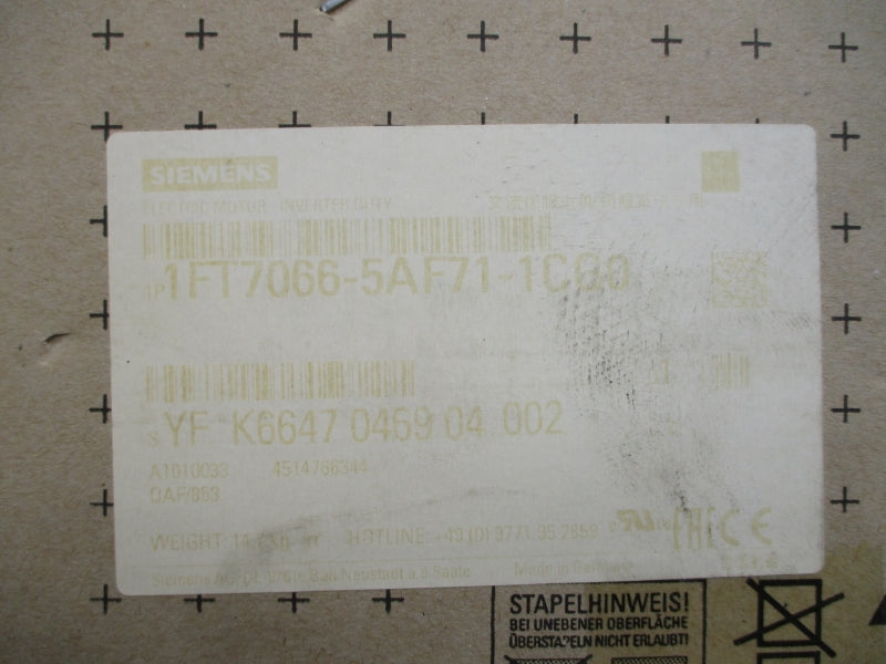 SIEMENS 1FT7066-5AF71-1CG0 269V 7.2/8.4A NSMP