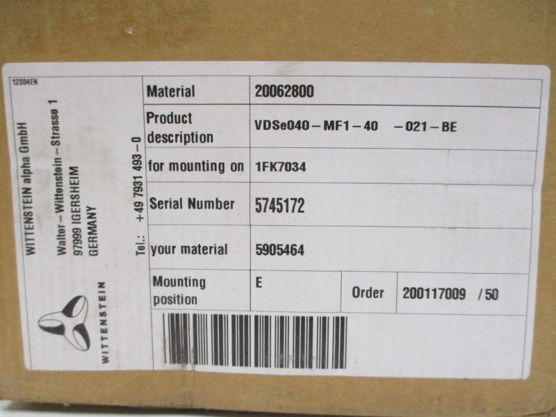 WITTENSTEIN VDSE040-MF1-40-021-BE 5905464 NSMP