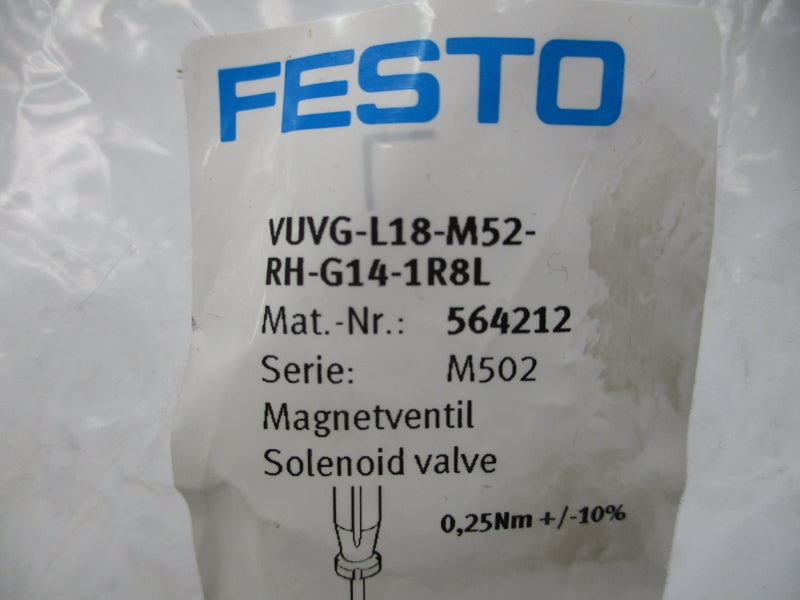 FESTO VUVG-L18-M52-RH-G14-1R8L 564212 24VDC NSMP