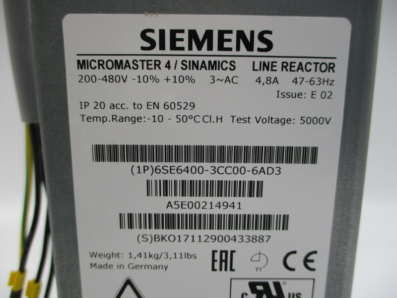 SIEMENS 6SE6400-3CC00-6AD3 200-480V 4.8A NSMP