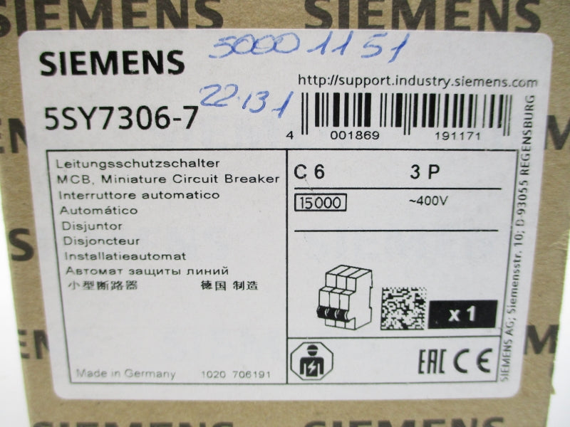 SIEMENS 5SY7306-7 400V 6A NSMP