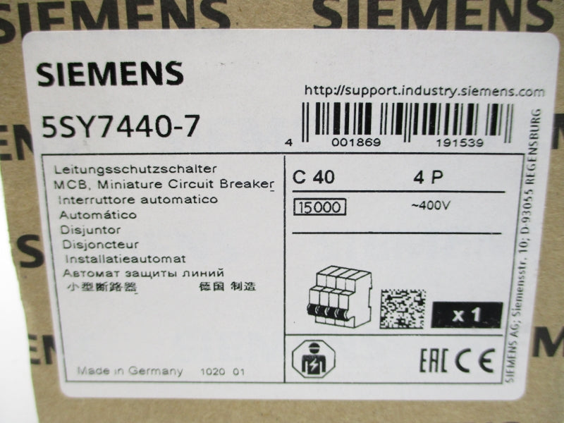 SIEMENS 5SY7440-7 400V 40A NSMP