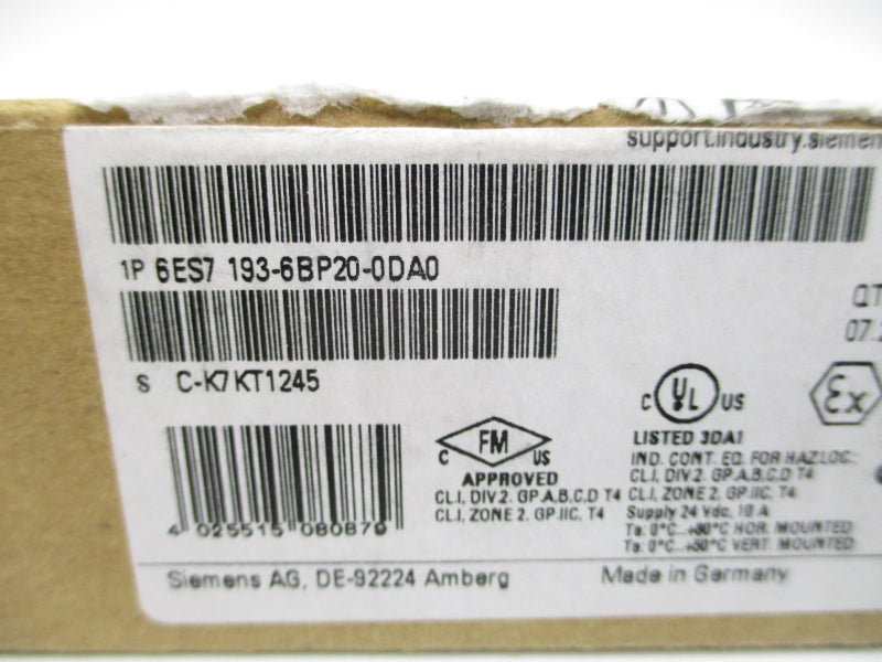 SIEMENS 6ES7193-6BP20-0DA0 NSMP