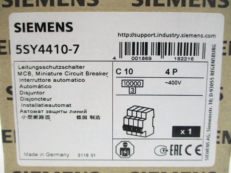 SIEMENS 5SY4410-7 400V 10A NSFS