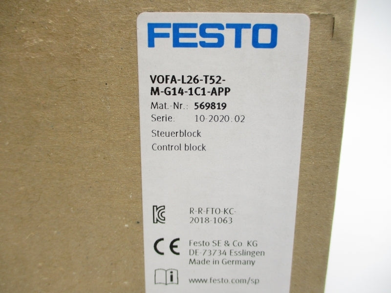 FESTO VOFA-L26-T52-M-G14-1C1-APP 569819 145PSI NSMP