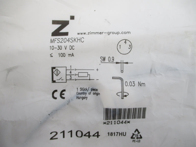 ZIMMER GROUP MFS204SKHC 10-30VDC NSMP