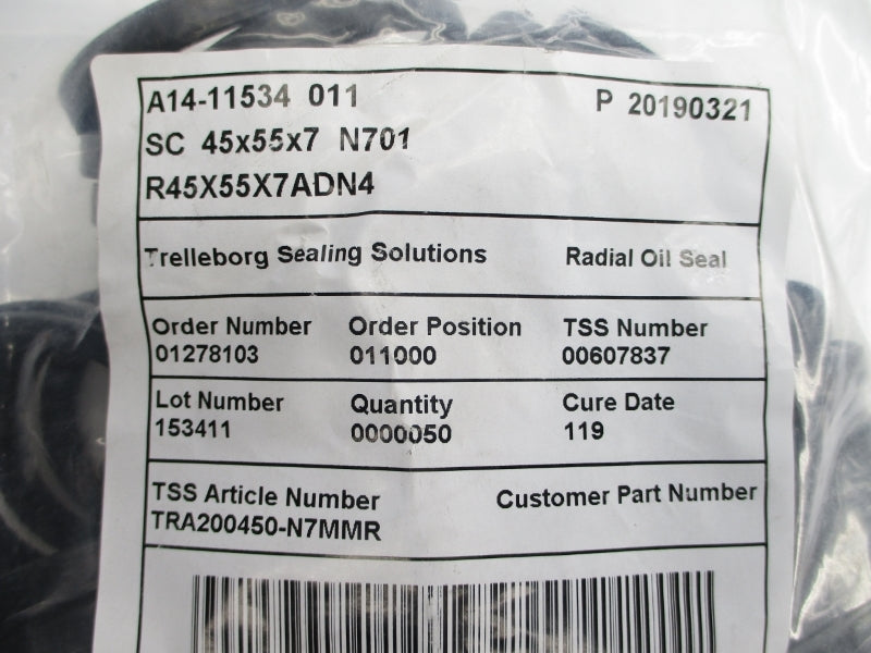 TRELLEBORG SEALING SOLUTIONS TRA200450-N7MMR (PKG OF 50) NSMP