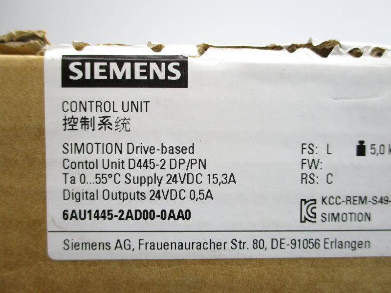 SIEMENS 6AU1445-2AD00-0AA0 24VDC 15.3A NSMP