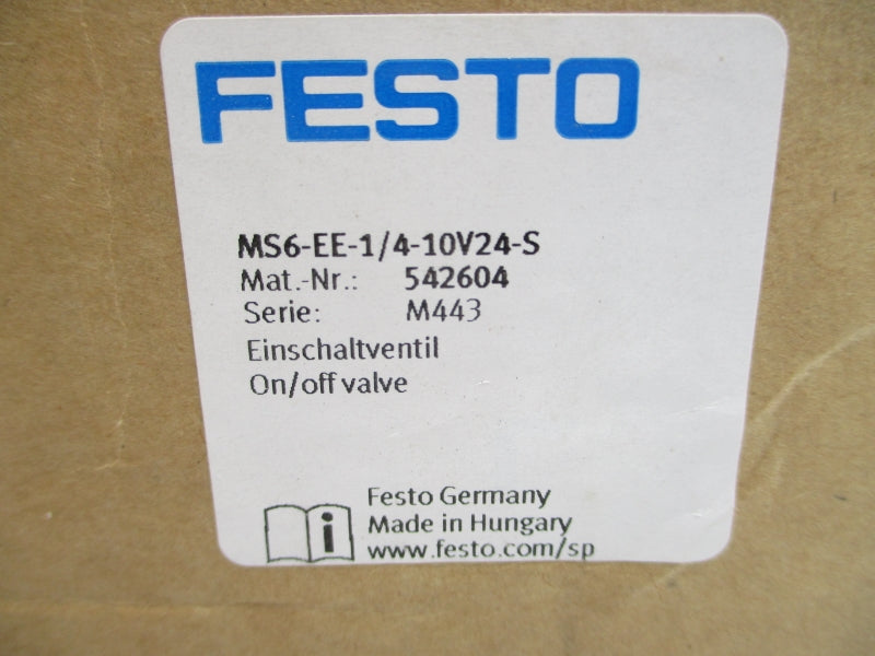 FESTO MS6-EE-1/4-10V24-S 542604 24VDC 60-145PSI 50'C/122'F NSMP