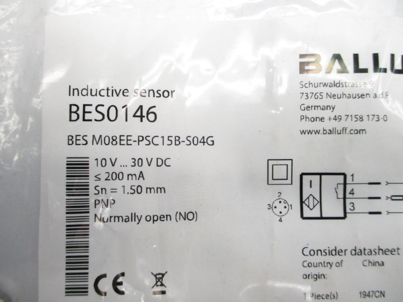 BALLUFF BESM08EE-PSC15B-S04G BES0146 10-30VDC NSMP