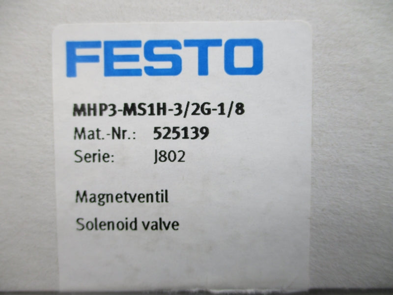 FESTO MHP3-MS1H-3/2G-1/8 525139 21.6-26.4VDC NSMP