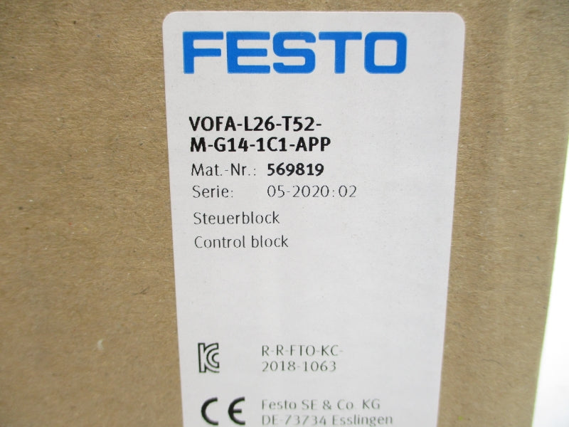 FESTO VOFA-L26-T52-M-G14-1C1-APP 569819 24VDC 145PSI NSMP
