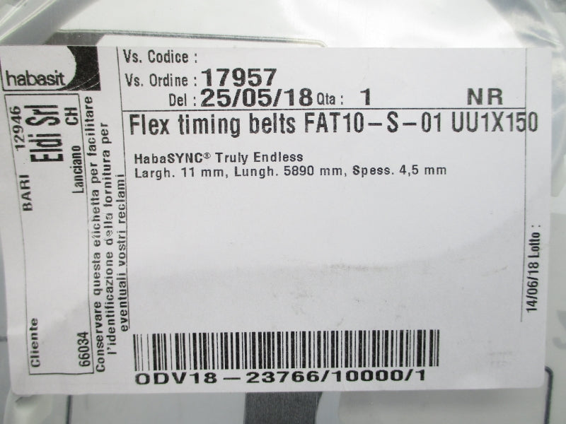 HABASIT 17957 FAT10-S-01 UU1X150 NSMP