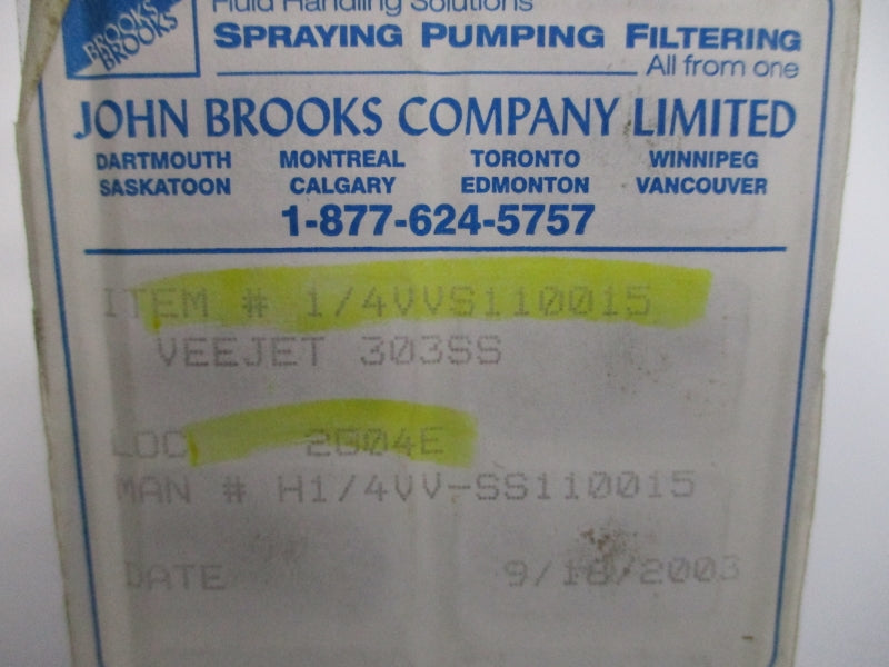 JOHN BROOKS 1/4VVS110015 (PKG OF 10) NSMP