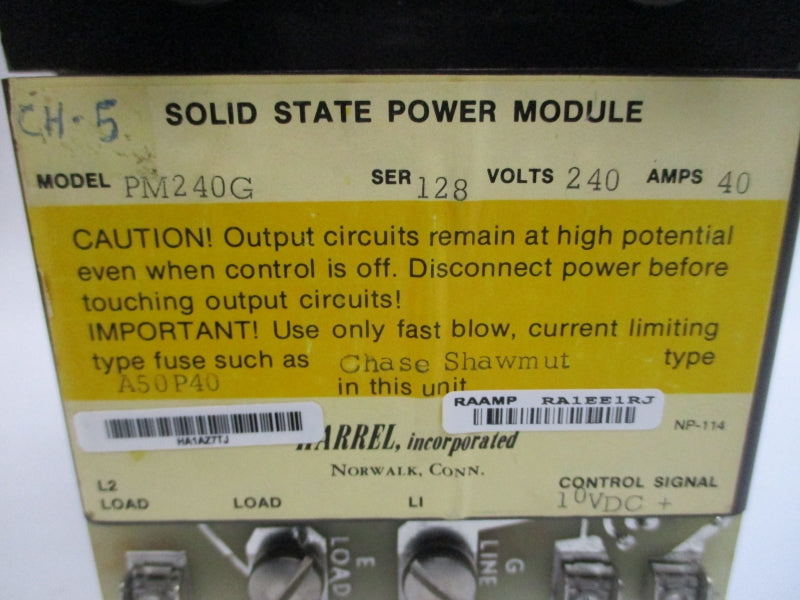 HARREL PM240G SER. 128 240V 40A REMAN