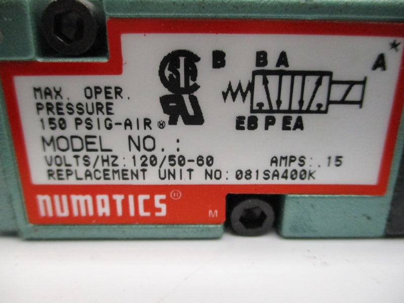 NUMATICS 081SA400K 120V .15A 150PSI NSNP