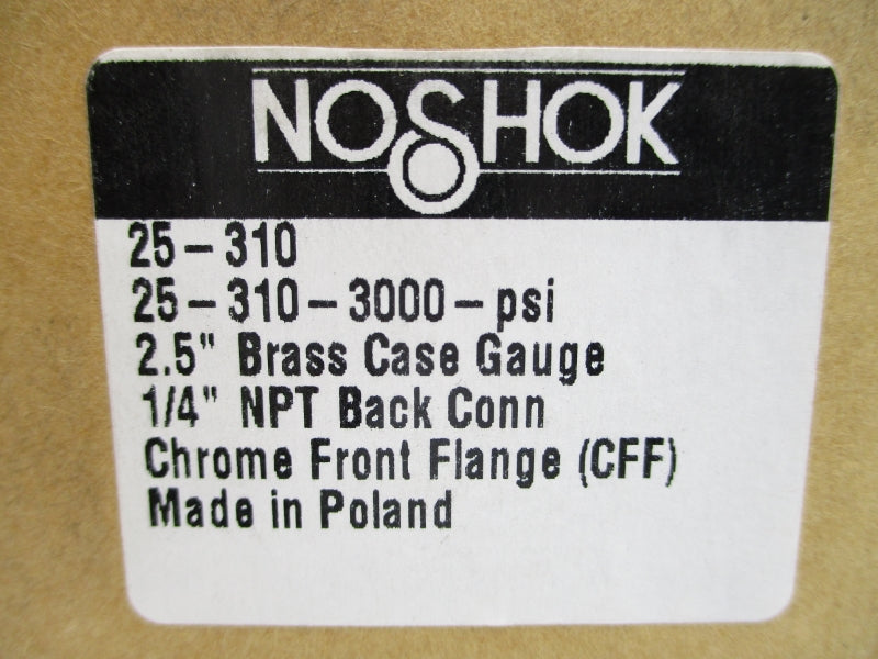 NOSHOK 25-310-3000-PSI 0-3000PSI 2.5" NSMP