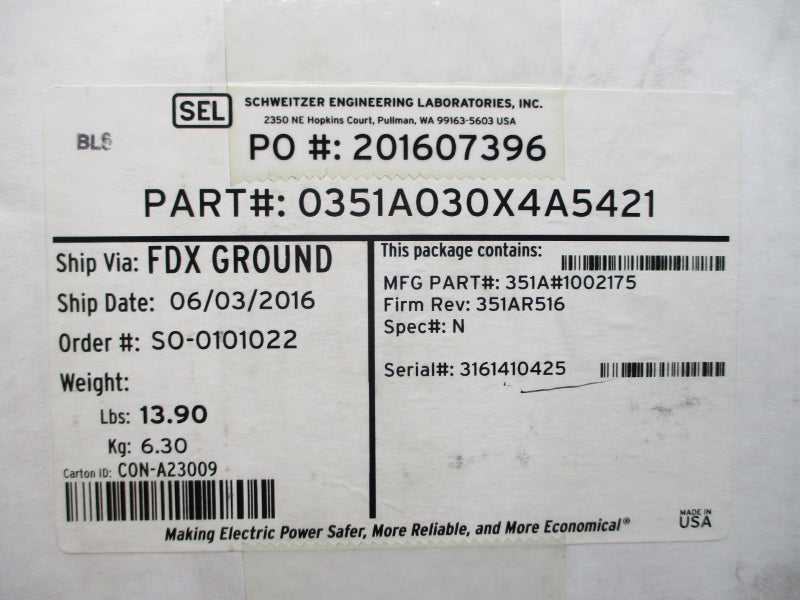 SEL 0351A030X4A5421 125/250VAC 6A NSMP