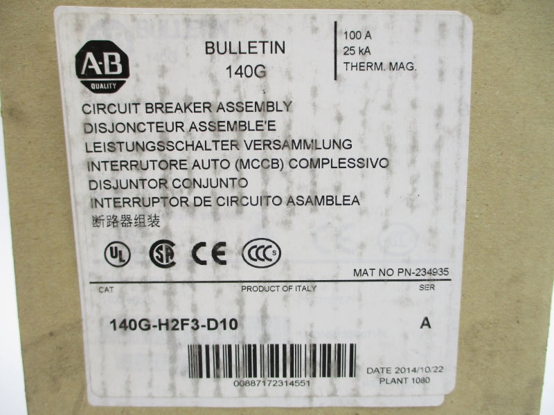 ALLEN BRADLEY 140G-H2F3-D10 SER. A 480-600V 100A NSMP