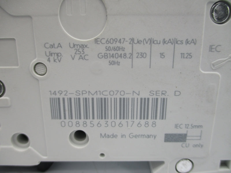ALLEN BRADLEY 1492-SPM1C070-N SER. D 253VAC 7A NSMP
