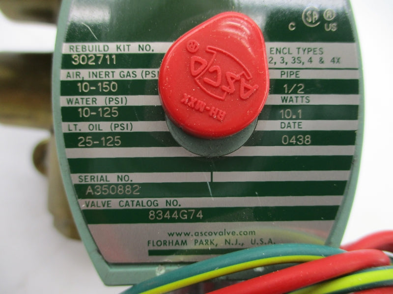ASCO 8344G74 110/120V 10-125PSI 1/2" NSMP