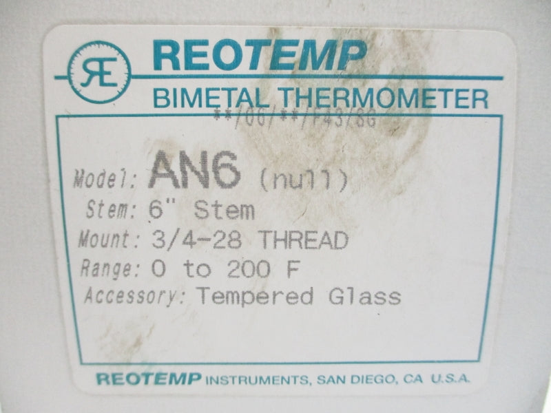 REOTEMP AN6 0-200'F 6" NSMP